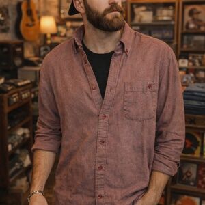 Stylish Men's Button Down Shirt in Red